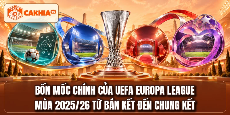 Bốn mốc chính của UEFA Europa League mùa 2025/26 từ bán kết đến chung kết